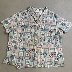 Alfred Dunner Shirt Women's Size 20W Button Up RN 19232 Short Sleeve Multicolor